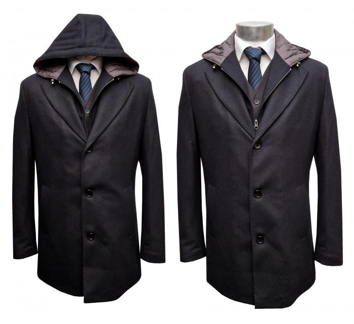 Herren Mantel Doppelkragen Abnehmbare Kapuze