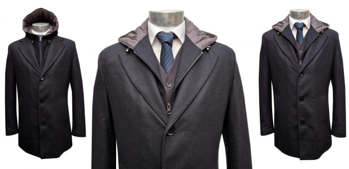 Herren Mantel Doppelkragen Abnehmbare Kapuze