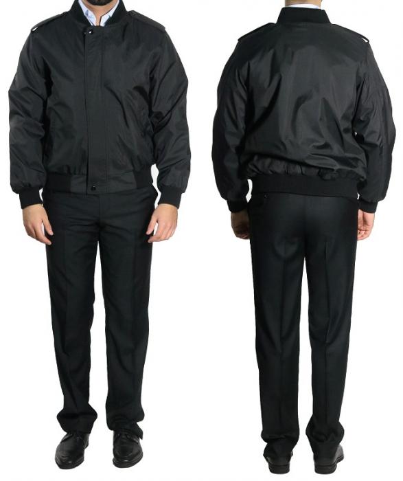 Herren Blouson Strickkragen Jacke Schwarz