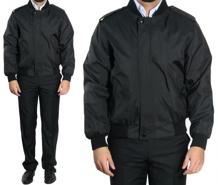 Herren Blouson Strickkragen Jacke Schwarz