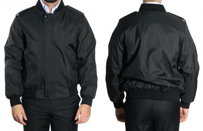 Herren Blouson Strickkragen Jacke Schwarz