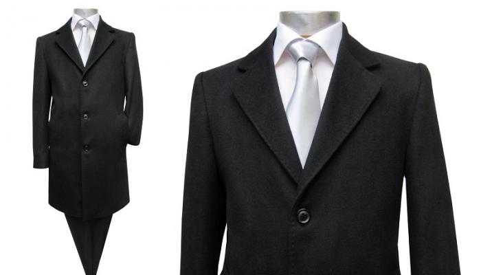 Knielange Herren Mantel Schwarz