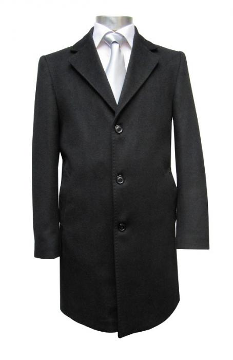 Knielange Herren Mantel Schwarz
