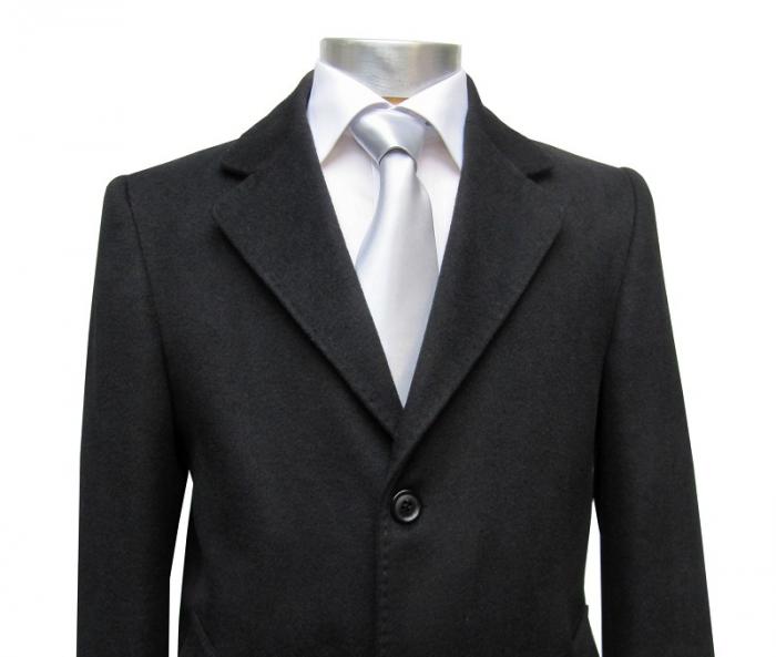 Knielange Herren Mantel Schwarz