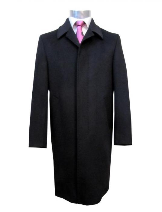 Herren Mantel Schwarz Verdeckte Knopfleiste