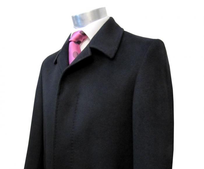 Herren Mantel Schwarz Verdeckte Knopfleiste