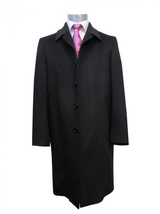 Herren Mantel Schwarz Verdeckte Knopfleiste