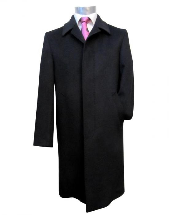 Herren Mantel Schwarz Verdeckte Knopfleiste