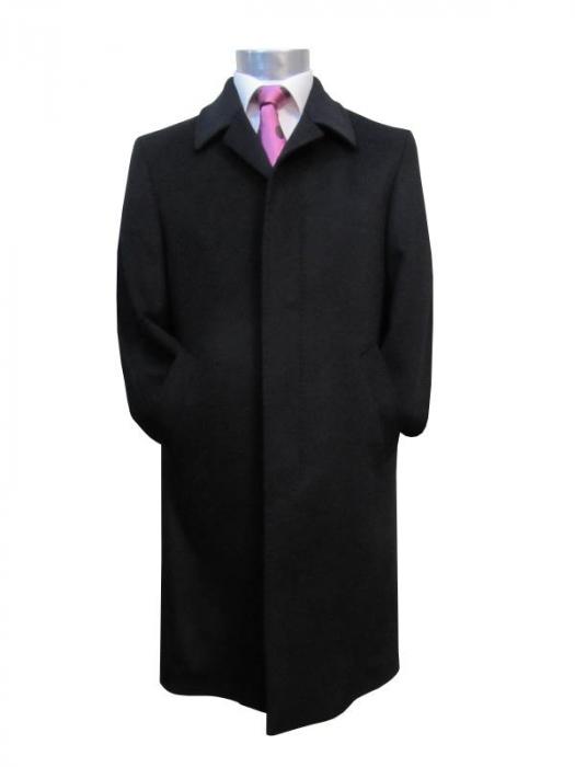 Herren Mantel Schwarz Verdeckte Knopfleiste