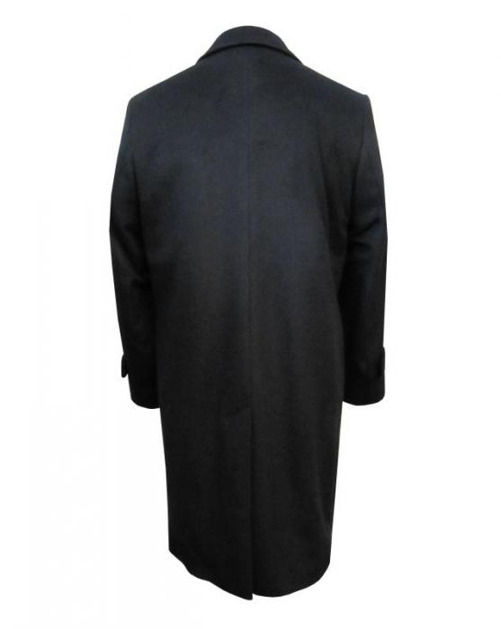 Herren Mantel Schwarz Verdeckte Knopfleiste