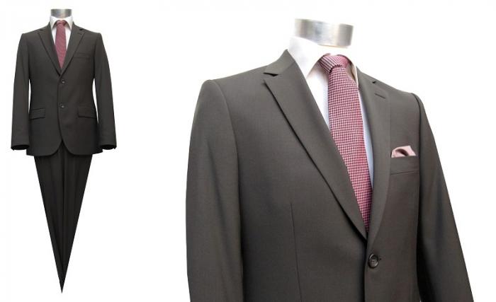 Herren Anzug 2 Schlitz Taupe Braun 46