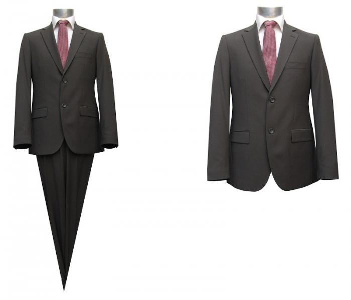 Herren Anzug 2 Schlitz Taupe Braun 46