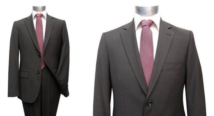 Herren Anzug 2 Schlitz Taupe Braun 46