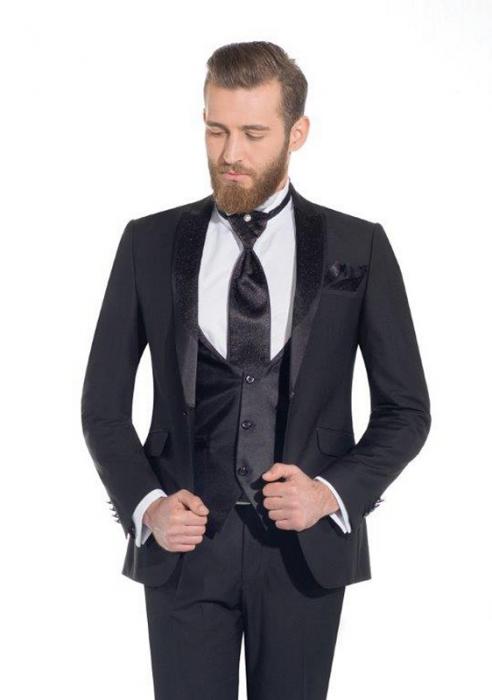 Hochzeitsanzug 5 teilig Schwarz