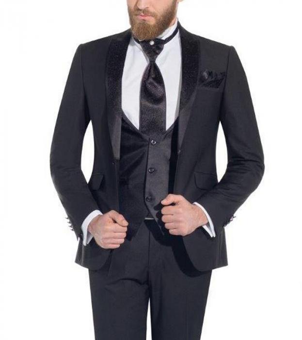 Hochzeitsanzug 5 teilig Schwarz