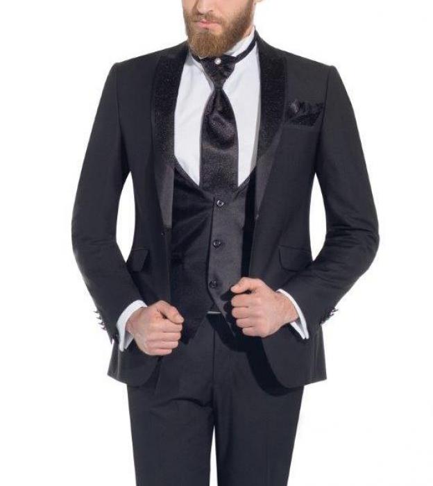 Hochzeitsanzug 5 teilig Schwarz