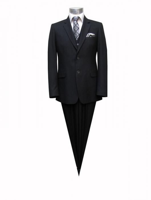 Herren Anzug 3-Teilig 120s Schwarz