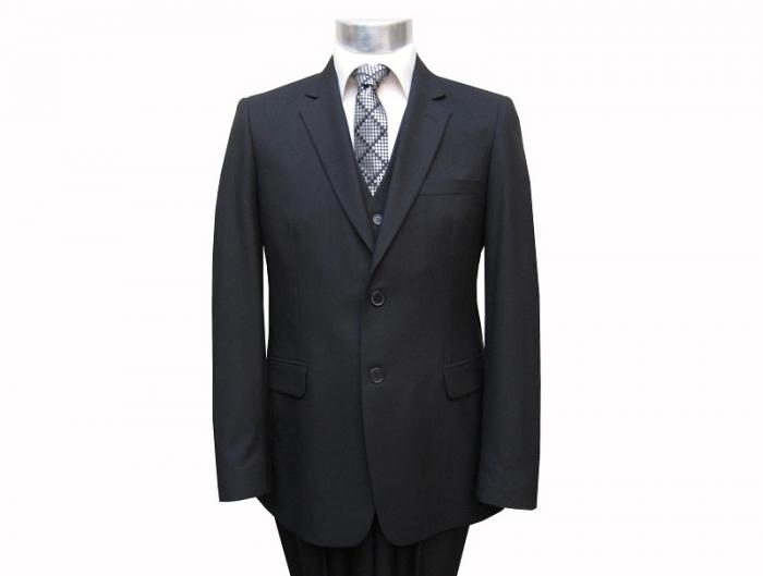 Herren Anzug 3-Teilig 120s Schwarz