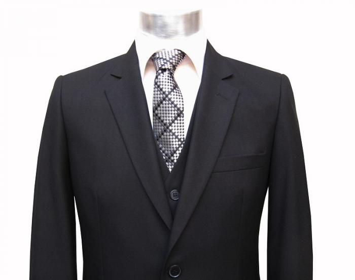 Herren Anzug 3-Teilig 120s Schwarz