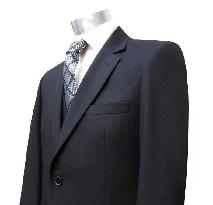 Herren Anzug 3-Teilig 120s Schwarz