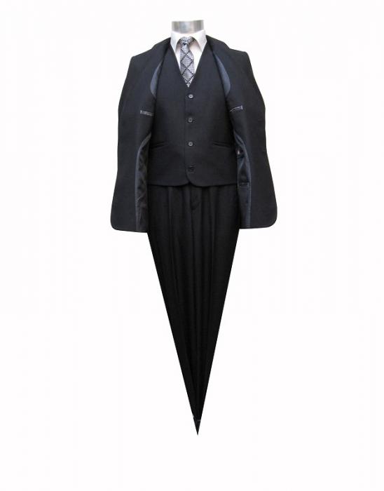 Herren Anzug 3-Teilig 120s Schwarz