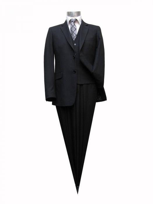 Herren Anzug 3-Teilig 120s Schwarz