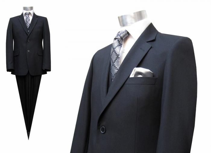 Herren Anzug 3-Teilig 120s Schwarz