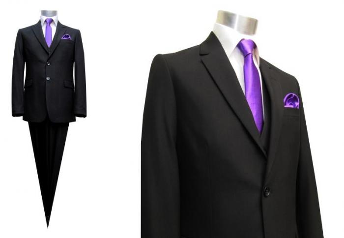 Herren Anzug 3 teilig Schwarz