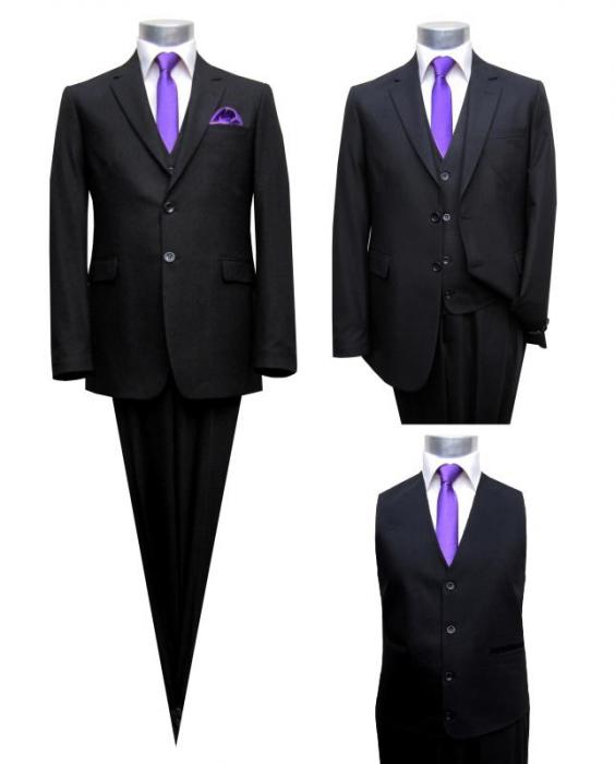 Herren Anzug 3 teilig Schwarz