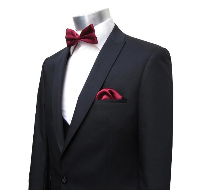 Herren Anzug mit Weste Schwarz Slim