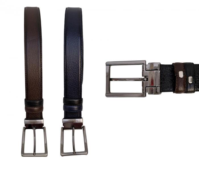 Wendegürtel Leder Braun/Schwarz, Blau/Schwarz