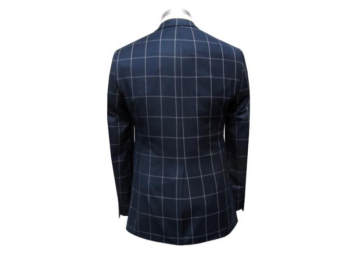 Muga Herrenanzug Blau Kariert Slim-fit